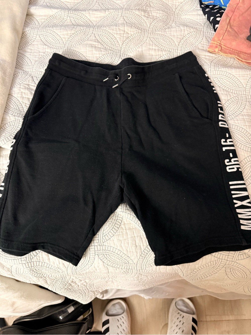ASOS Black Men's Drawstring Athletic Shorts with Side Print